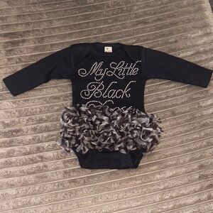 ✨Laughing Giraffe Black Rhinestone Ruffle Tutu Onesie Bodysuit Baby Girl 0–3M✨🖤